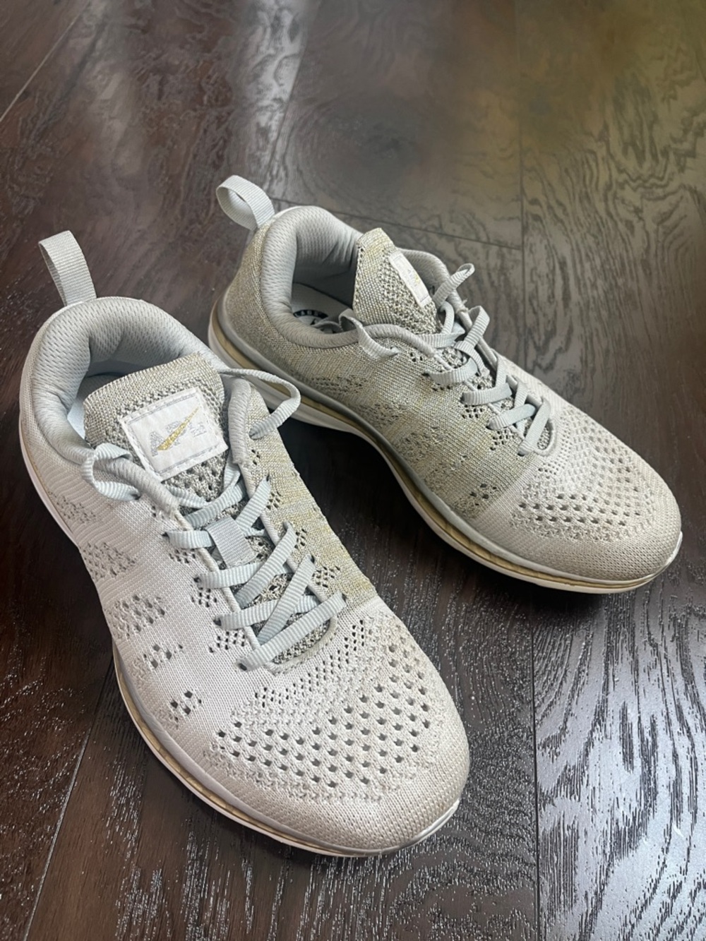 APL TechLoom Pro Metallic Grey and Gold Sneakers Size 7
